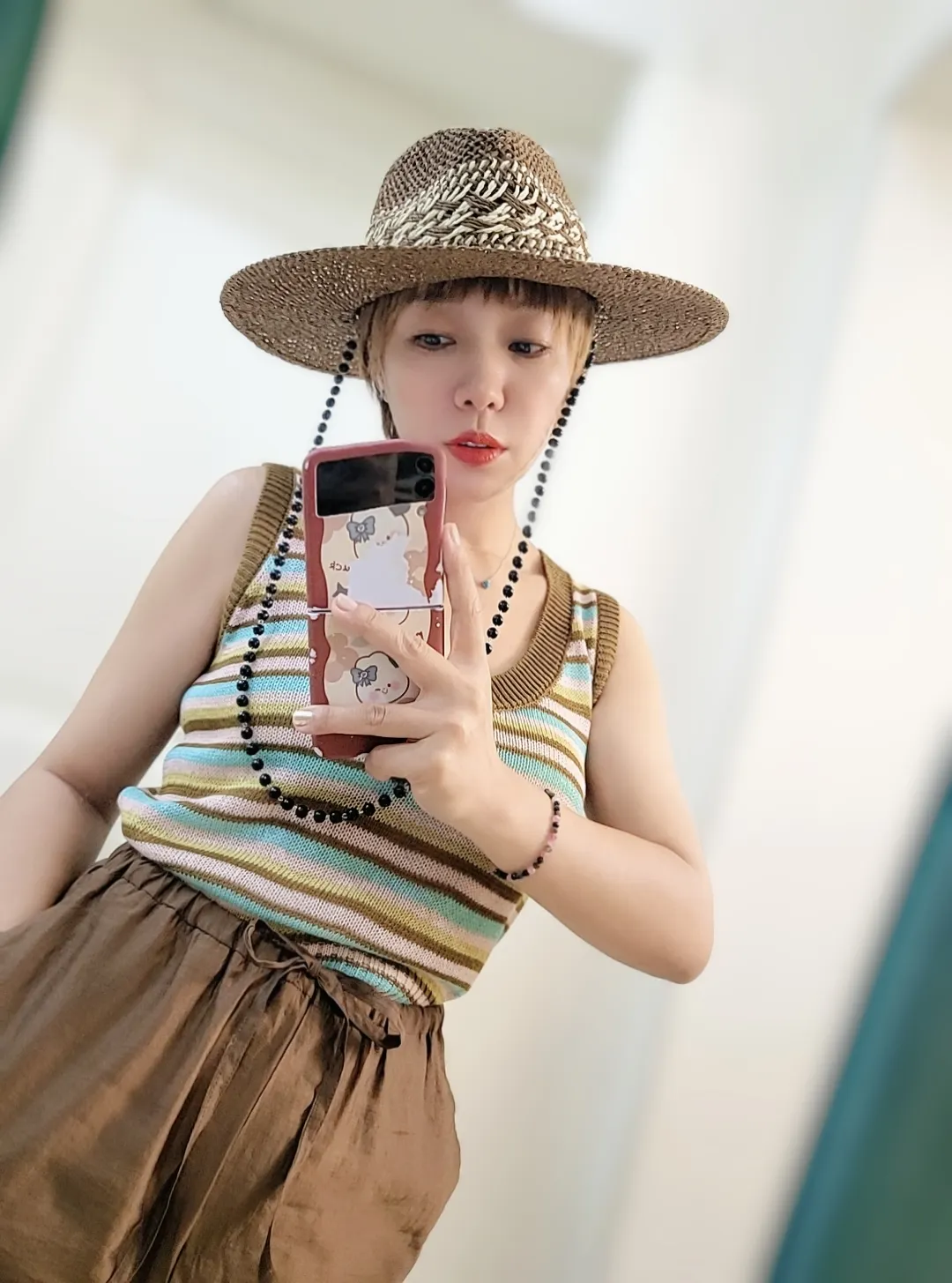 Straw Hat Japanese Style Black Brown Panama Women's Beach Big Brim