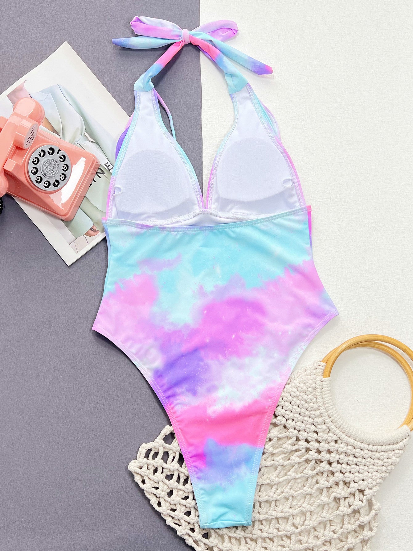 Maxct &Tie-Dye Halter Neck One-Piece Swimsuit