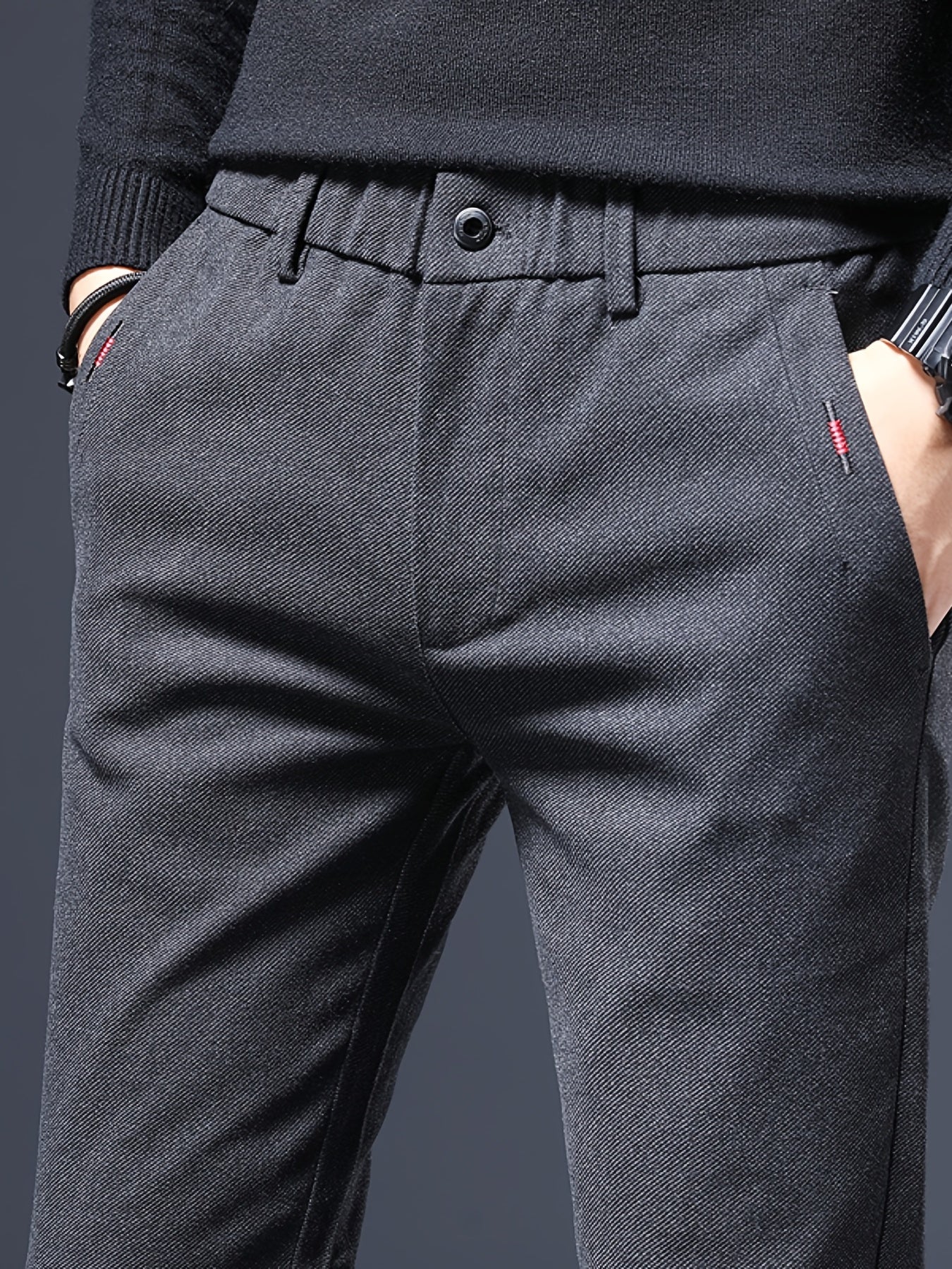 Men's Business Casual Pants Straight Leg Slim Stretch Trousers
