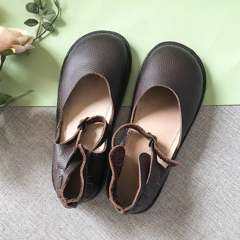 Middle English Handmade Flat Mary Jane Round Toe Retro Sandals Maxct