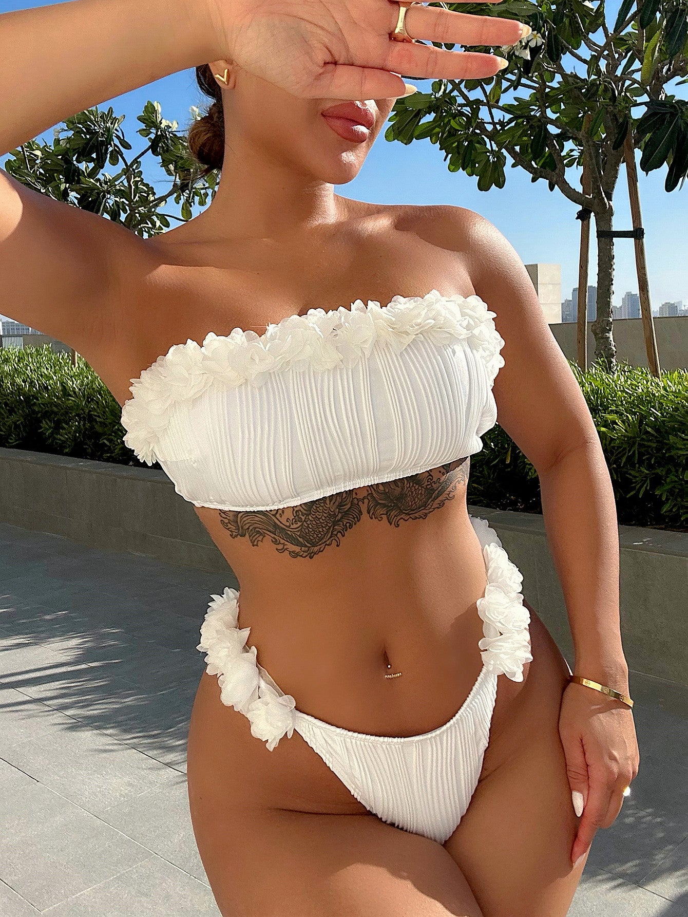 Maxct &Applique Tie Back Two-Piece Bikini Set