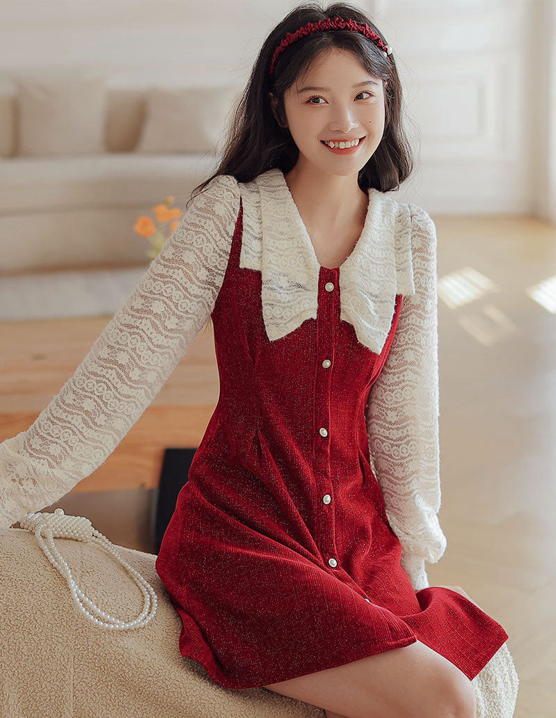 Lace Bow Sweater Dress Maxct