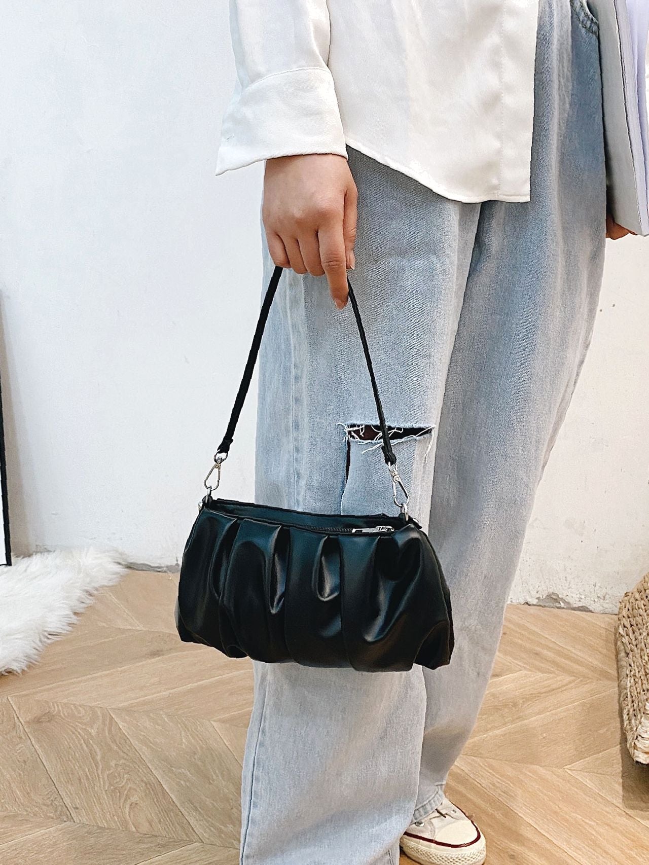 Bag For Love - Minimalist Ruched Bag - Women Maxct Bags