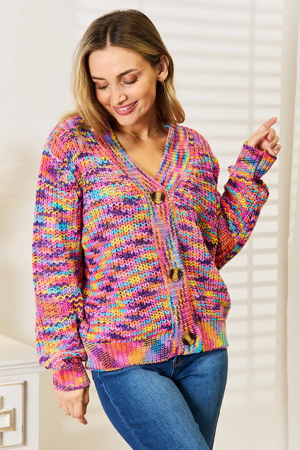 Maxct &Angel Wings Woven Right V-Neck Long Sleeve Cardigan