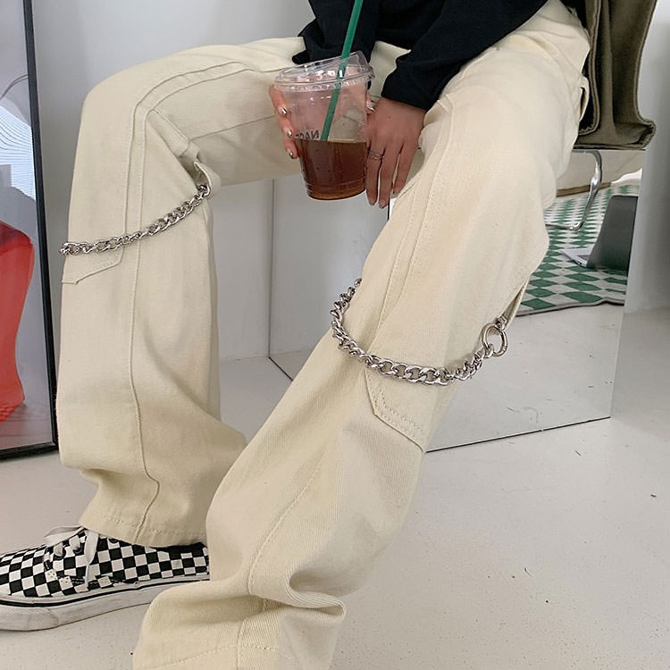 Grunge Aesthetic Chain Jeans Maxct