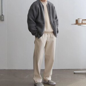Maxct - KNITTED ROUND-NECK CARDIGAN SWEATER