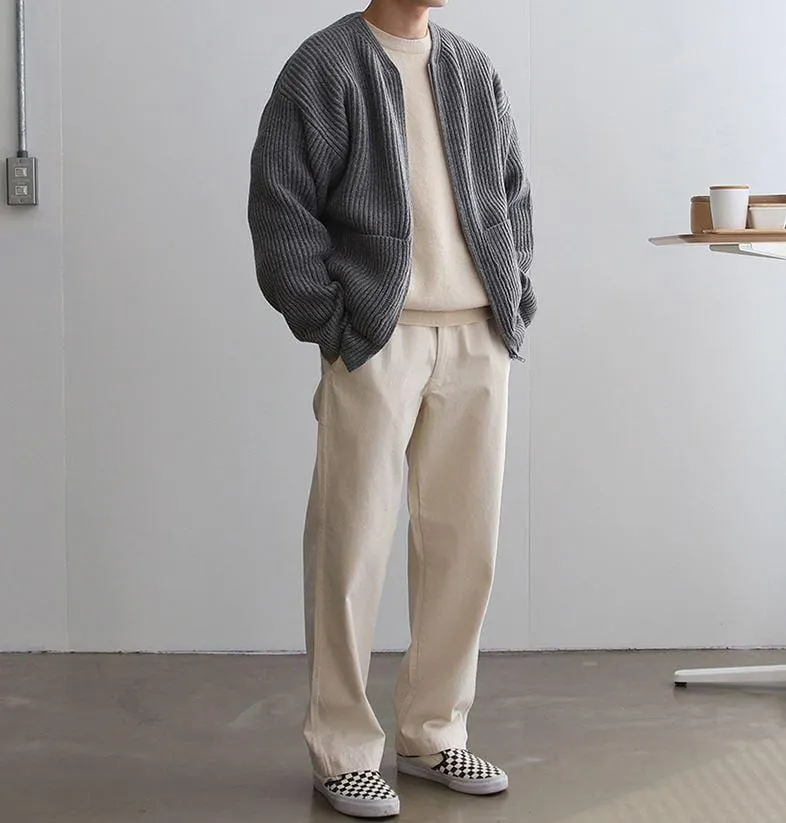 Maxct -  KNITTED ROUND-NECK CARDIGAN SWEATER