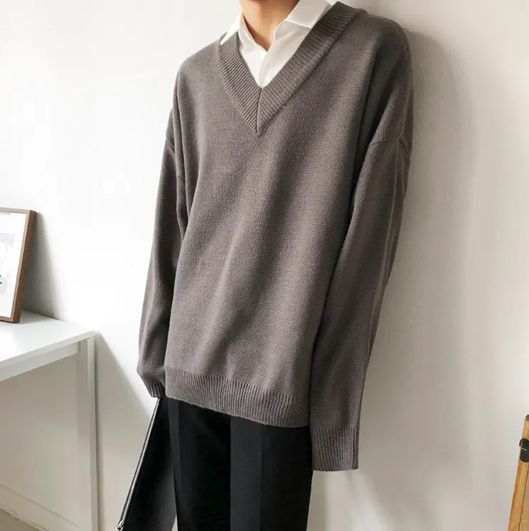 Maxct 2512 Knitted V-Neck Collar Sweater