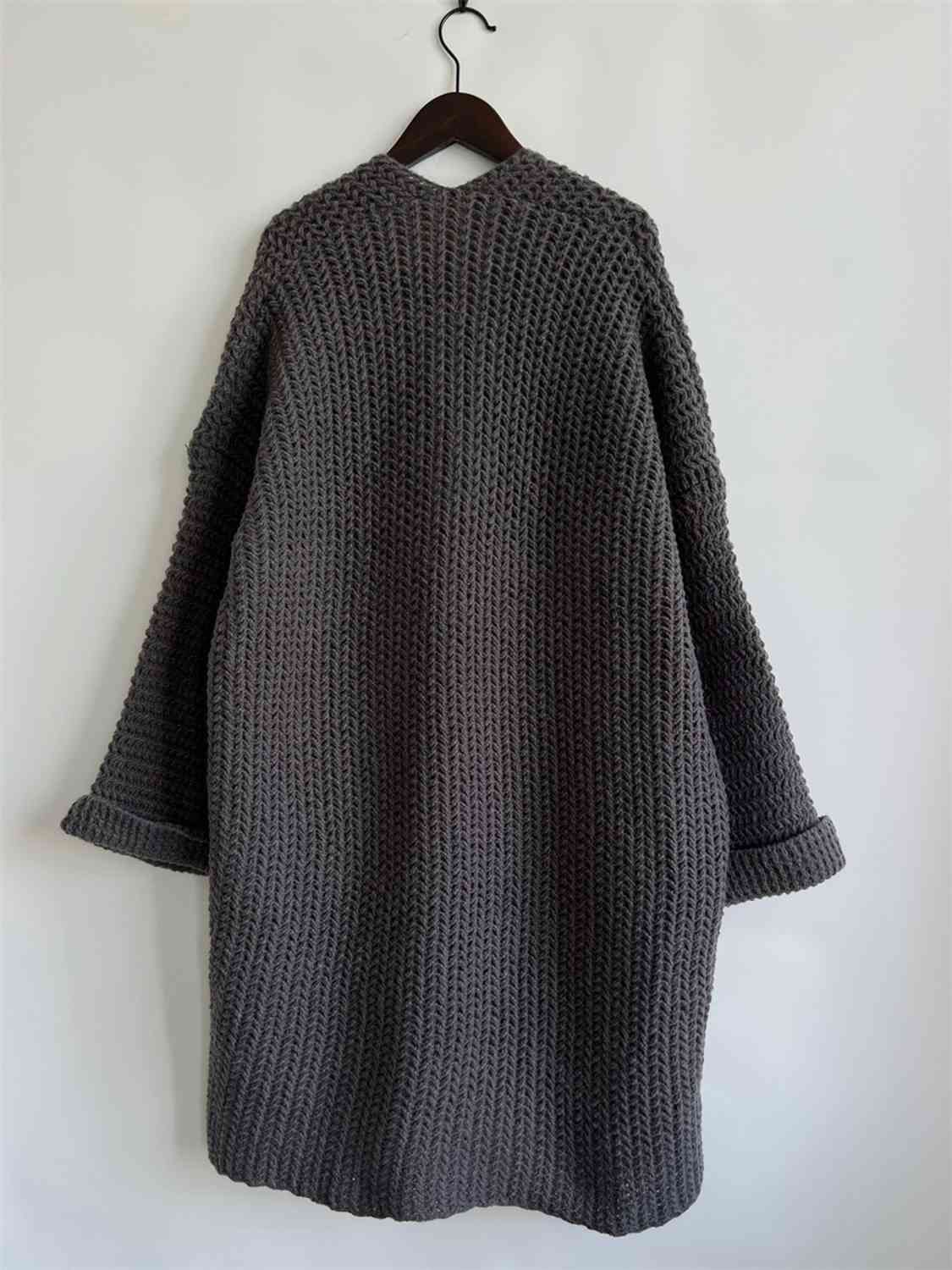 Maxct &Open Front Long Sleeve Cardigan with Pockets