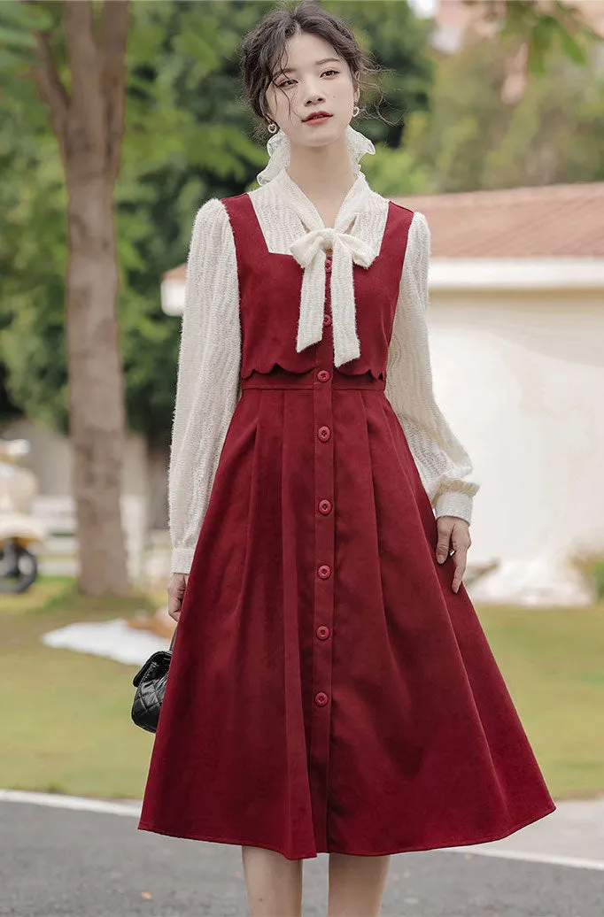 Scallop Button Up Twofer Dress Maxct
