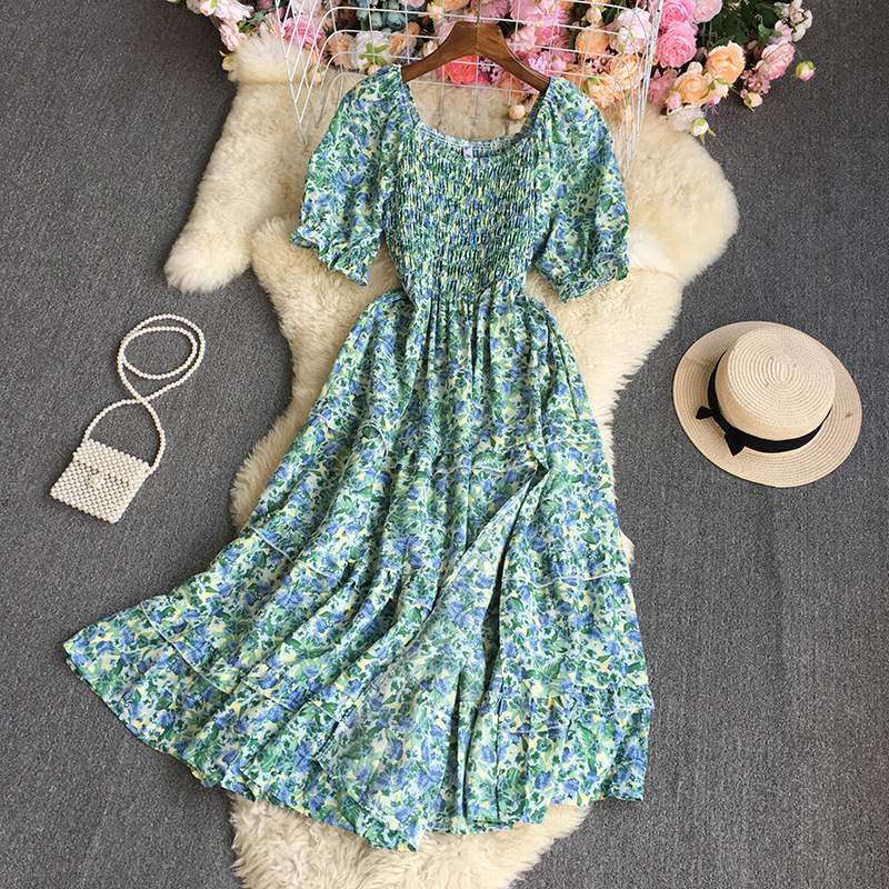 Maxct Maxct Broken Flowers Tighten Short-Sleeved Dress