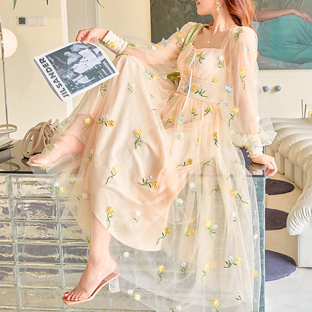 Butterfly Garden Tulle Maxi Dress Maxct