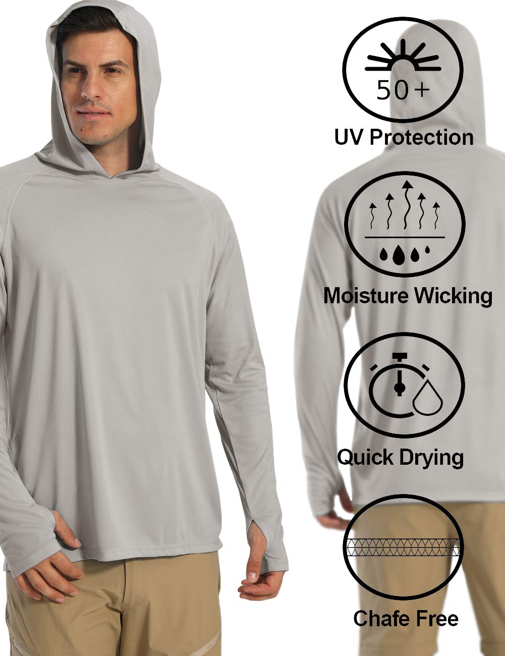 Men's Long Sleeve Hoodie Sun Protection T-Shirt - UV-Proof - true deals club