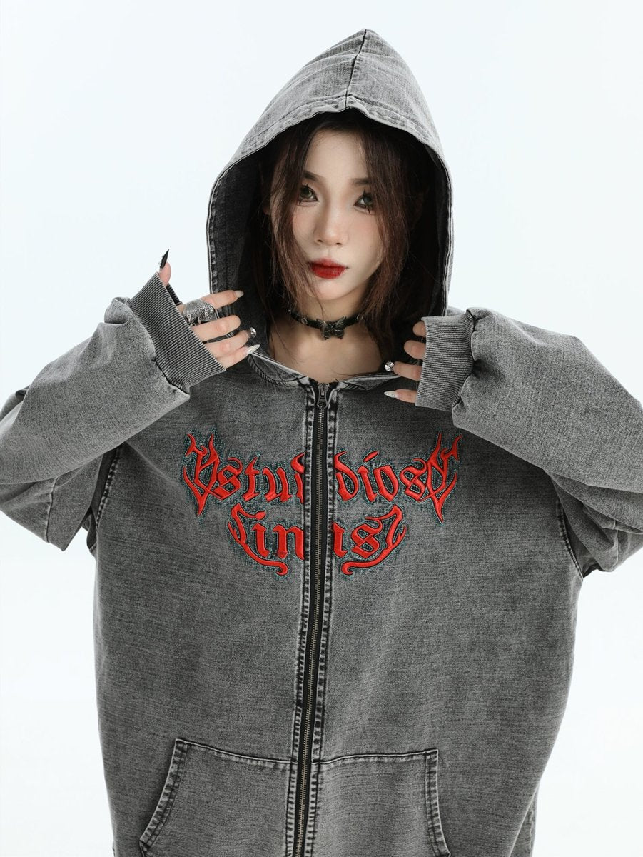 Maxct [Insstudios] Gothic Letter Logo Denim Jacket Na1631