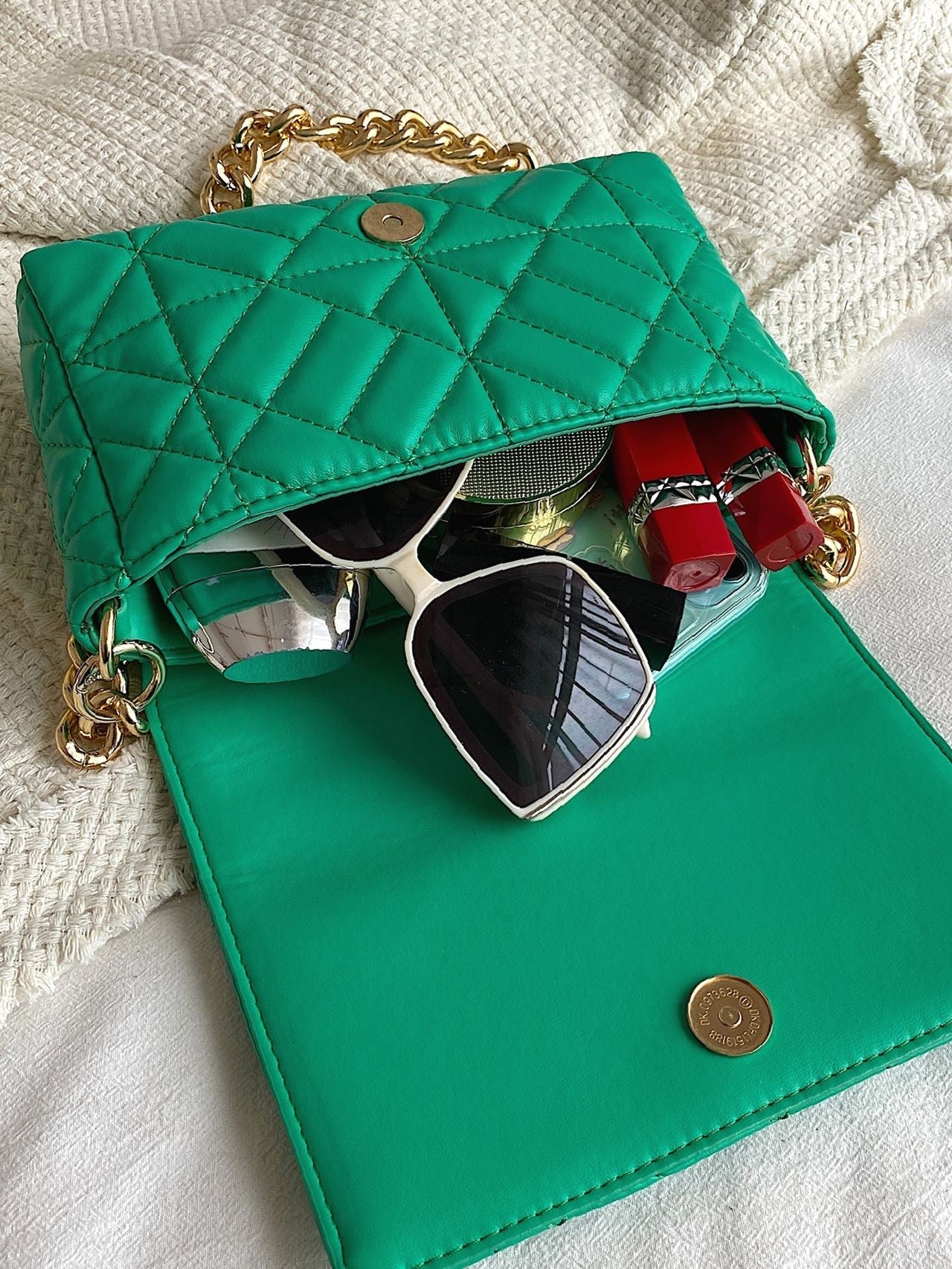 Bag For Love - Minimalist Quilted Flap Square Bag - Women Maxct Bags