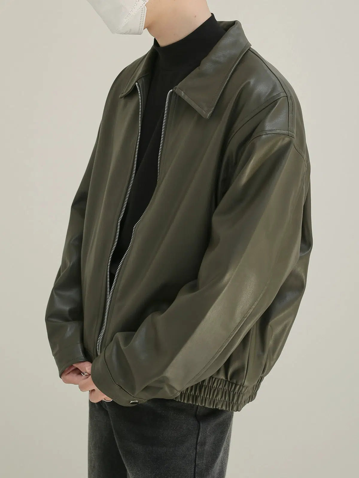 Maxct Black Zipper Motorcycle Leather Jacket