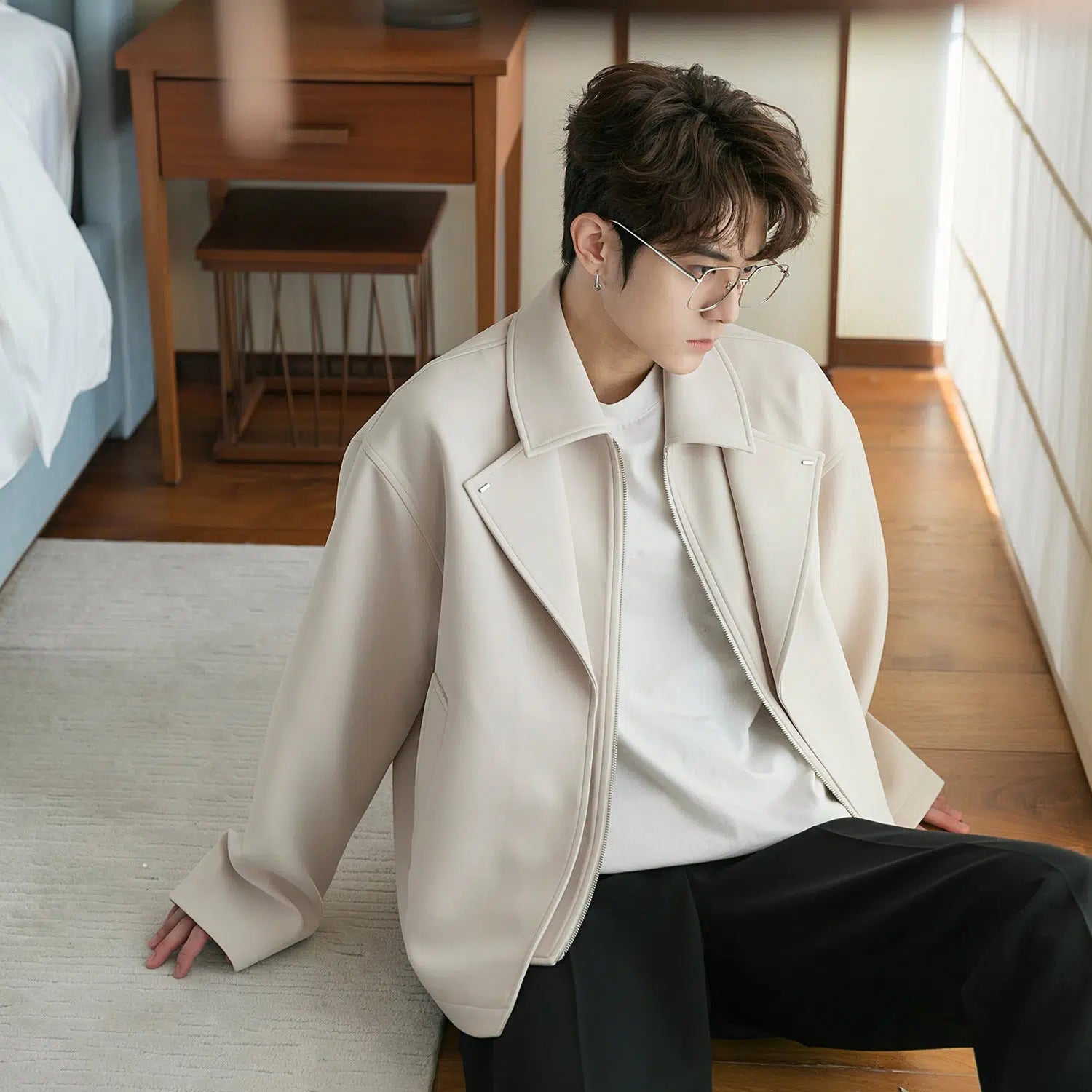 Maxct Two-piece Zip Lapel Wool Jacket