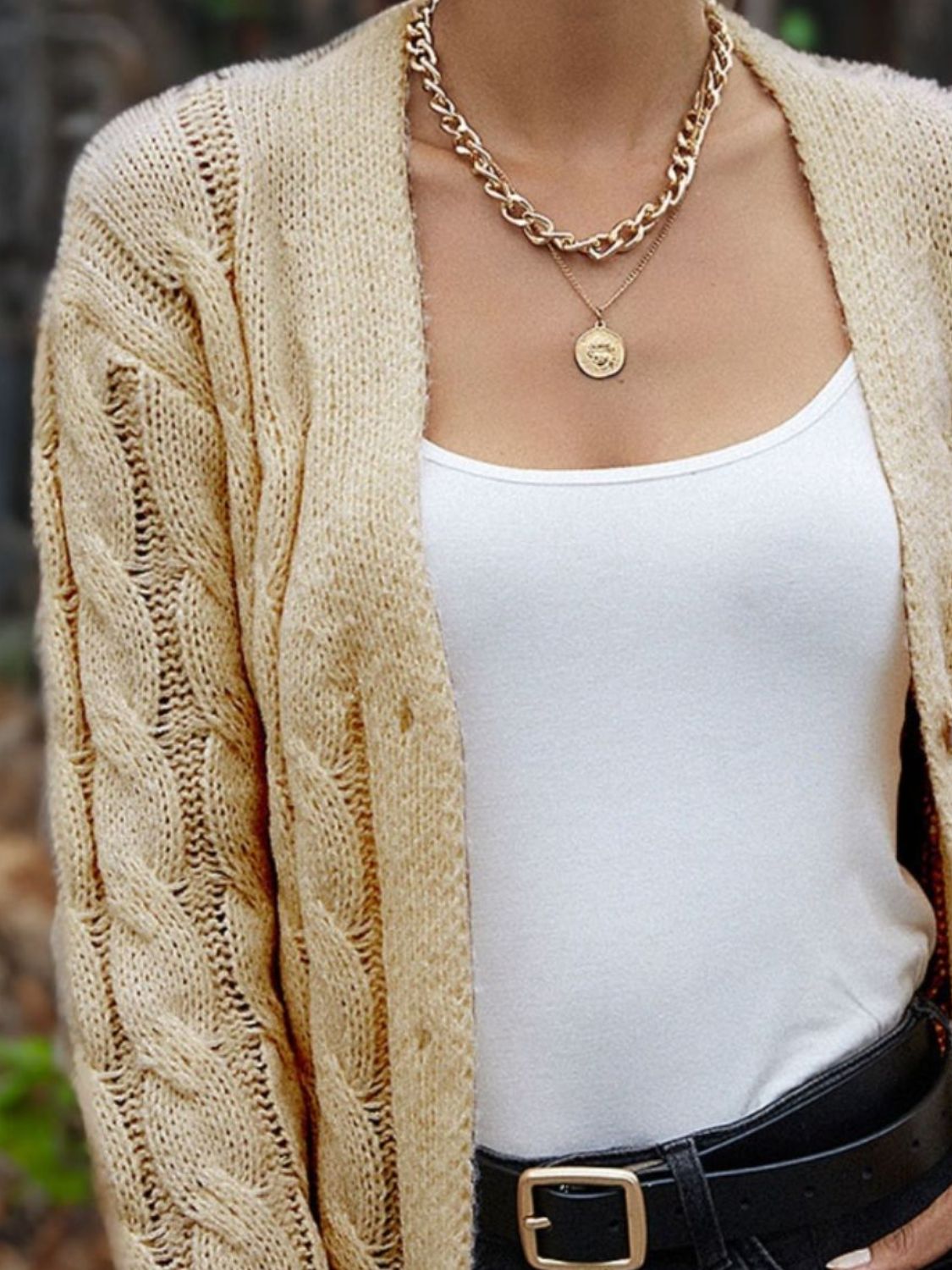 Maxct &Cable-Knit Button Down Cardigan