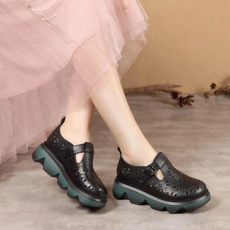 Handmade Light Platform Sandals Mori Girl Style Retro Mary Jane Shoes Grey/Coffee Maxct
