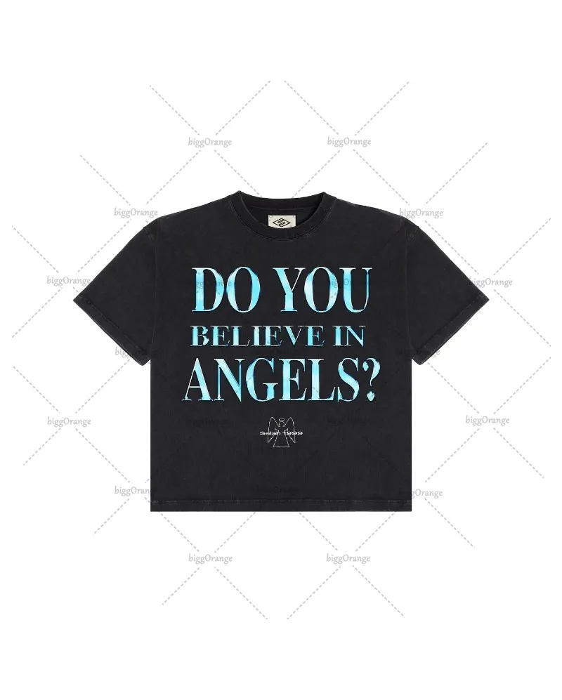Y2k Harajuku round neck T-shirt fashion printed street top summer American high street oversized loose cotton men short sleeves