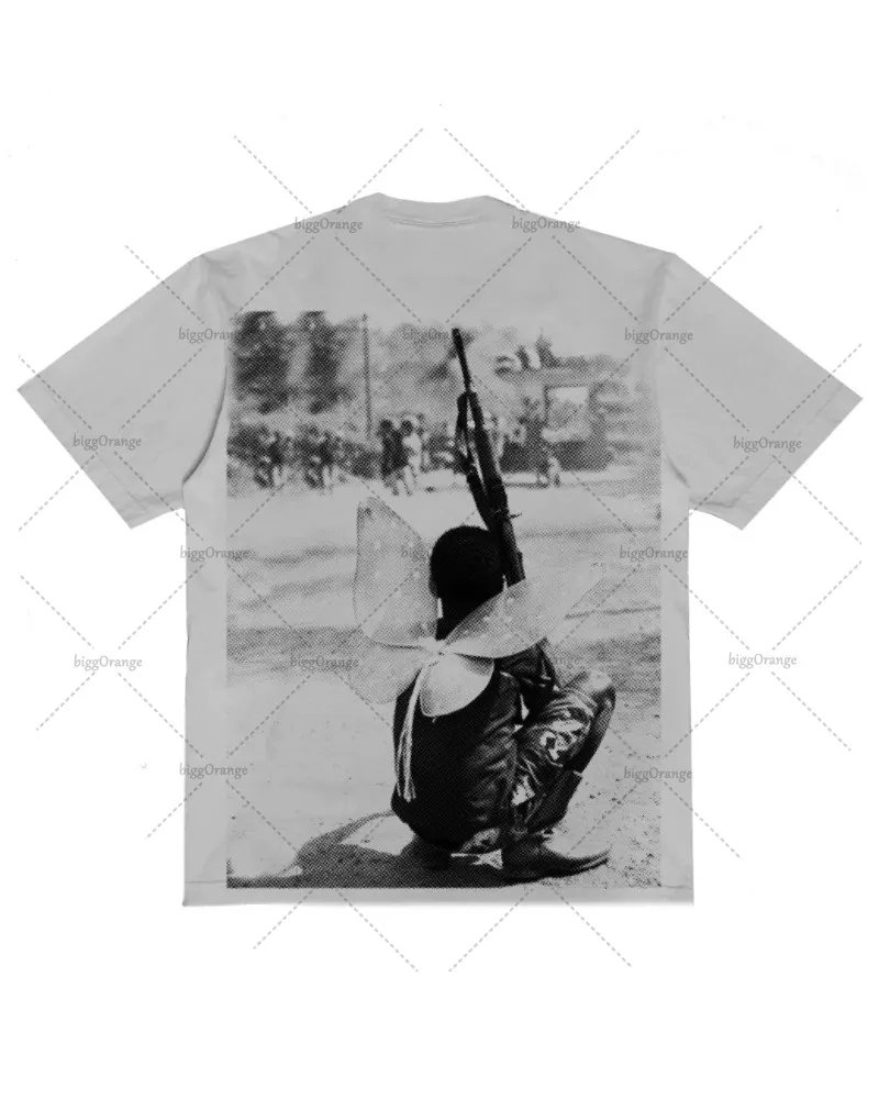 Retro Gothic Print Loose Short-sleeved Men Y2K American New Style Street Casual Oversized T-shirt High Street Fashion Tops Women