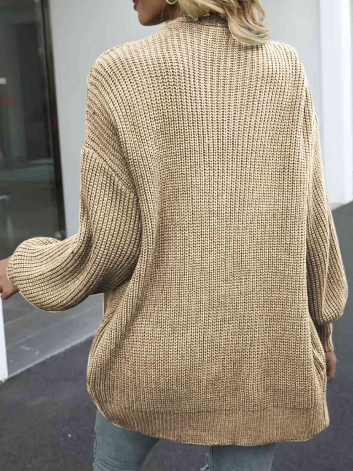 Maxct &Drop Shoulder Balloon Sleeve Cardigan