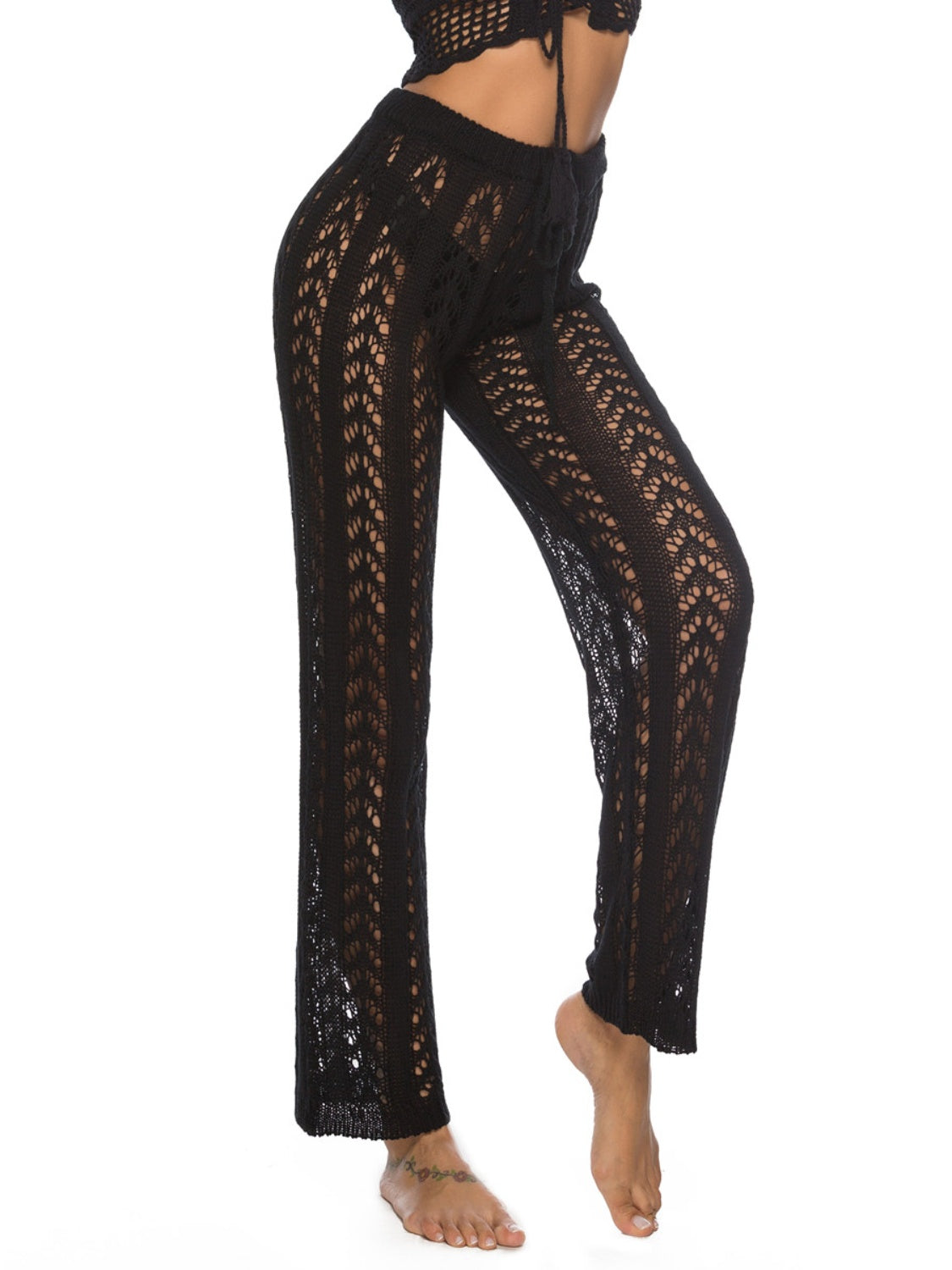 Maxct &Cutout Drawstring High Waist Swim Pants
