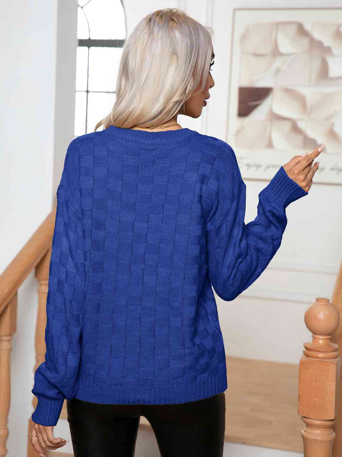 Maxct &Round Neck Drop Shoulder Sweater