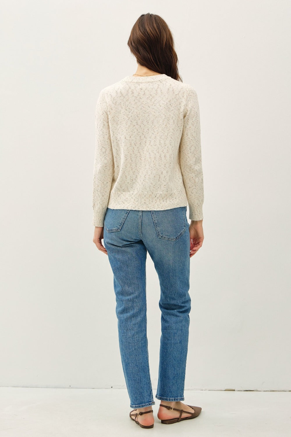 Maxct &Be Cool Heathered Round Neck Long Sleeve Sweater
