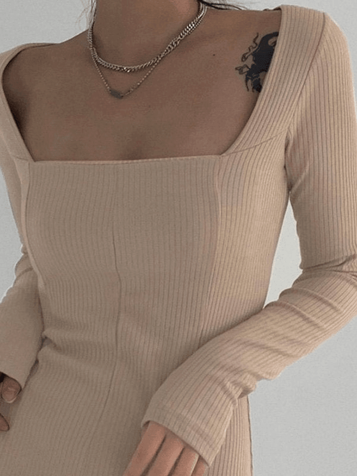 Vintage Rib Split Sweater Dress Maxct
