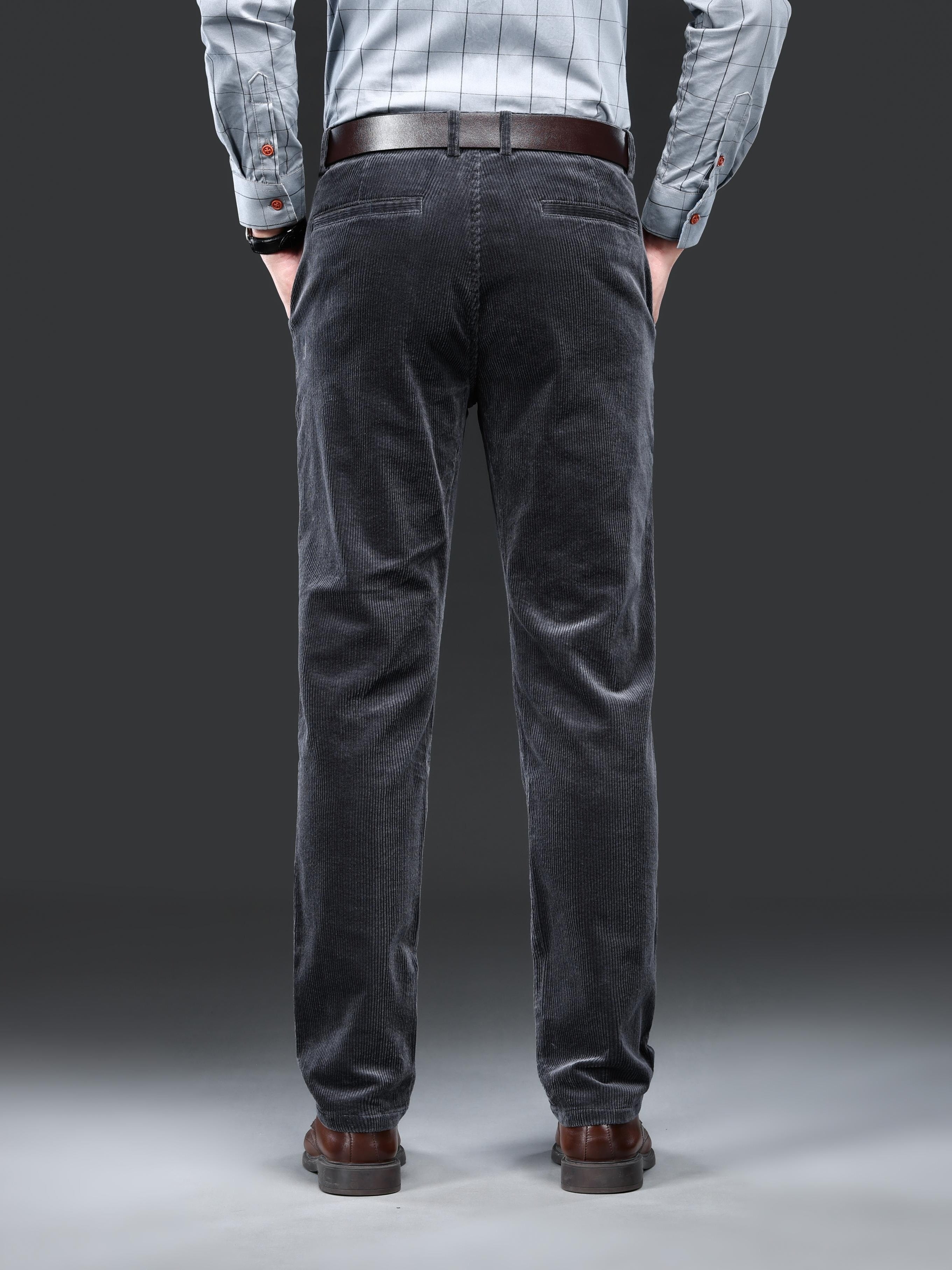 Maxct  Men's Corduroy Pants For Business, Formal Stretch Straight Leg Pants For Fall Winter