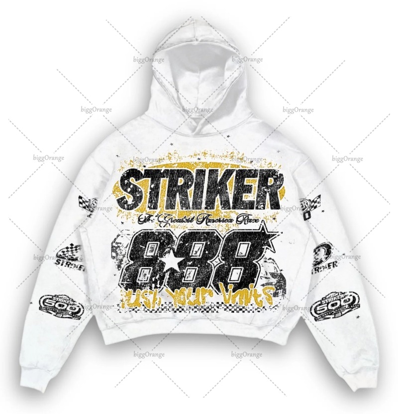 European and American High Street Fashion Brand Clothing Printed Loose Pullover Hoodie Men Street Hip-hop Oversized Sweatshirt