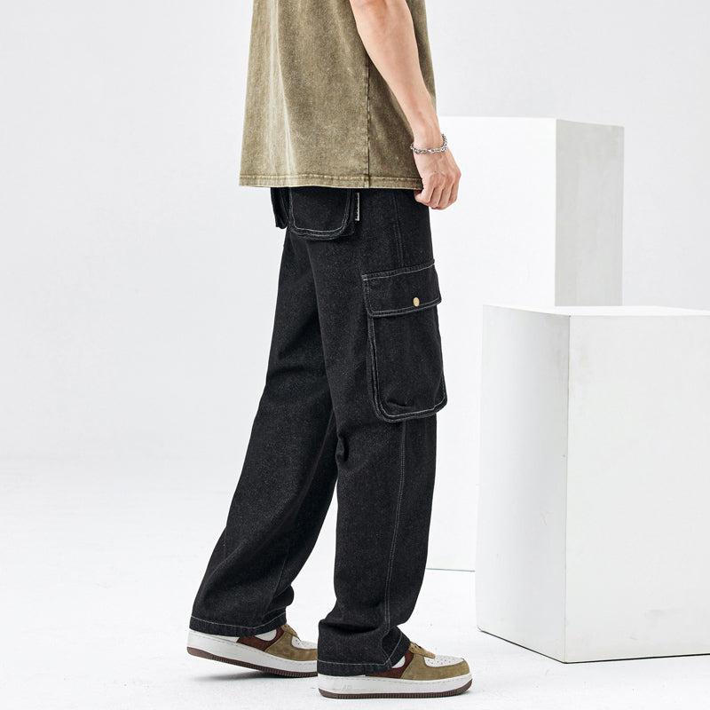 Maxct Elastic Waist Cargo Pocket Jeans Pants