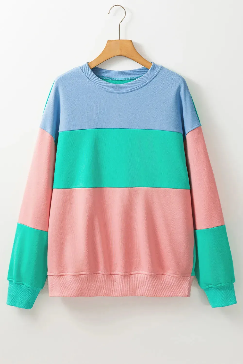 Maxct &Color Block Round Neck Long Sleeve Sweatshirt