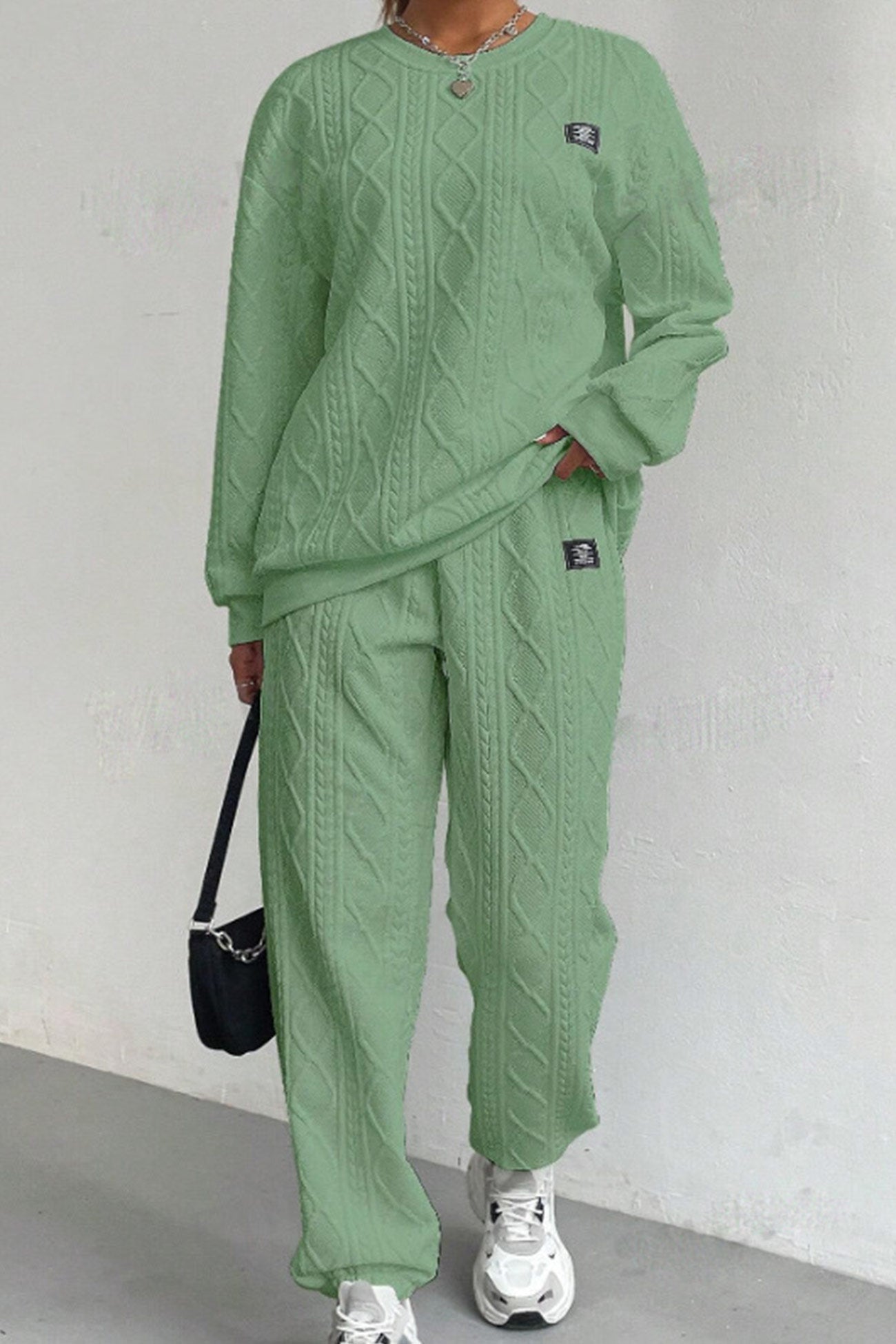 Maxct Cable Knit Crew Neck Sweatshirt Set