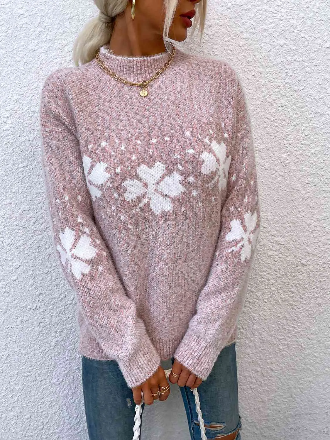 Maxct &Four Leaf Clover Mock Neck Sweater