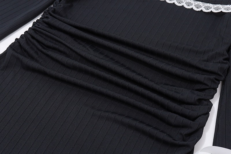 Strapless Sexy Black Dress Women Autumn Off Shoulder Long Sleeves Lace Knitting Bandage Mini Dresses Slim Elegant Club Partywear