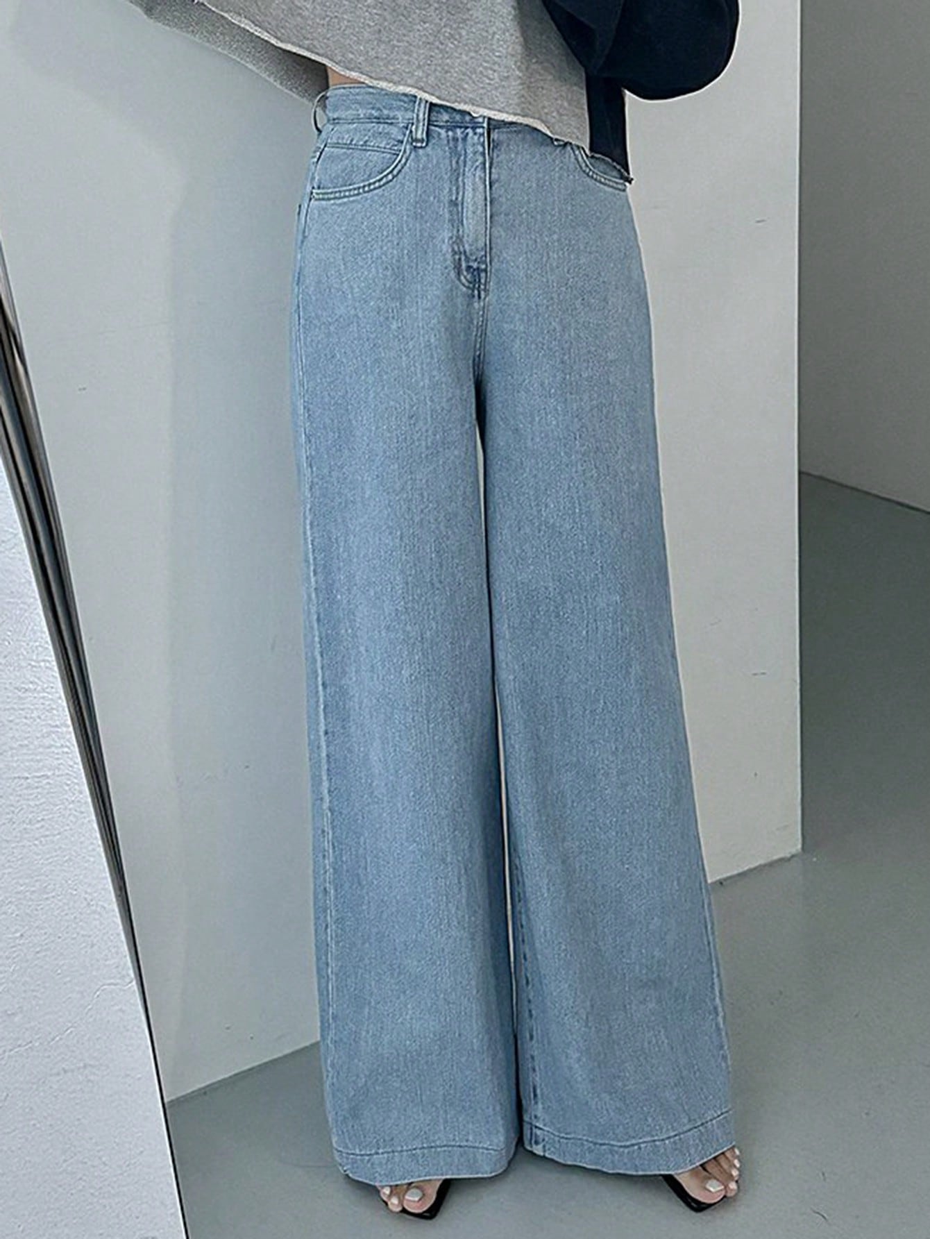 Maxct Women's Loose Wide Leg Regular Denim Pants