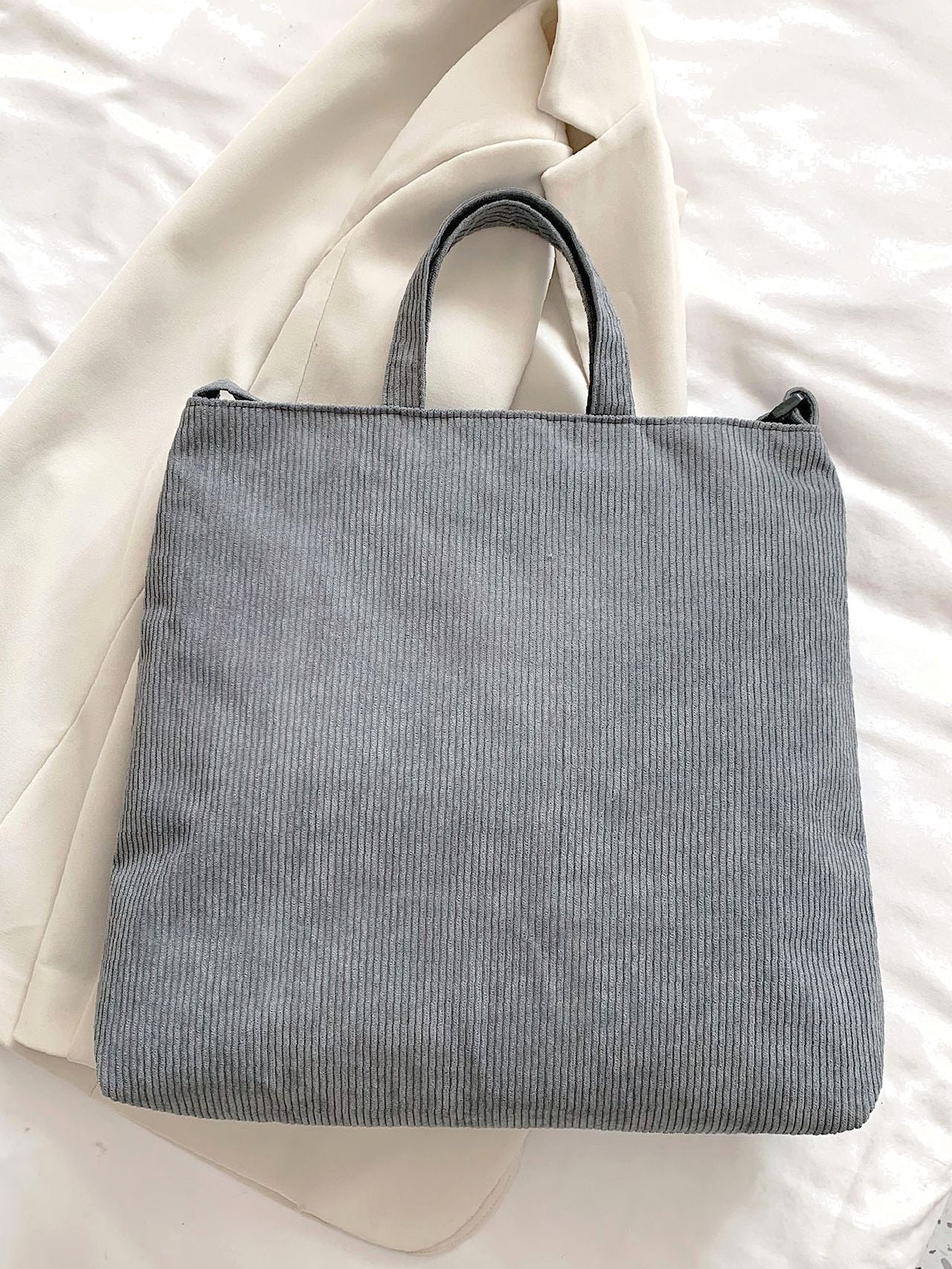 Maxct - Corduroy Letter Graphic Top Handle Bag  - Women Tote Bags