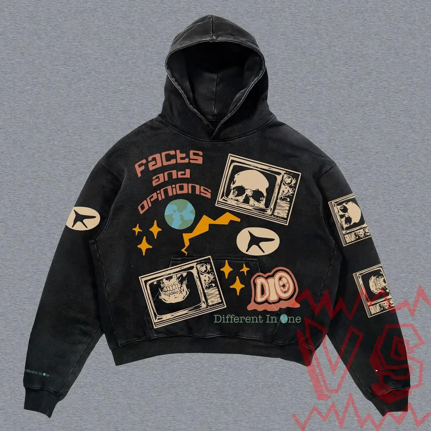 Gothic Skull Letter Oversized Hoodie for Women - true deals club