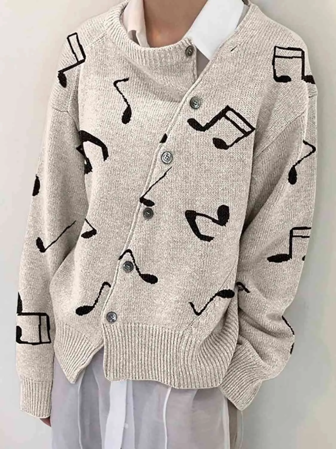 Maxct &Dropped Shoulder Buttoned Cardigan