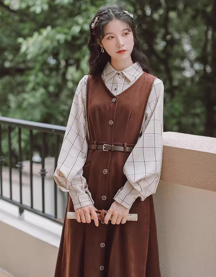 Button Up Suede Pinafore Dress Maxct