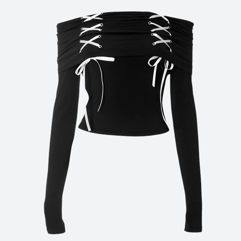 Maxct &Fairy Grunge Off Shoulder Lace Up Top