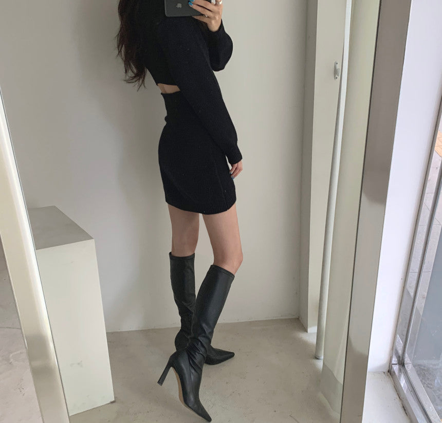 Ribbed Bodycon Mini Sweater Dress Maxct