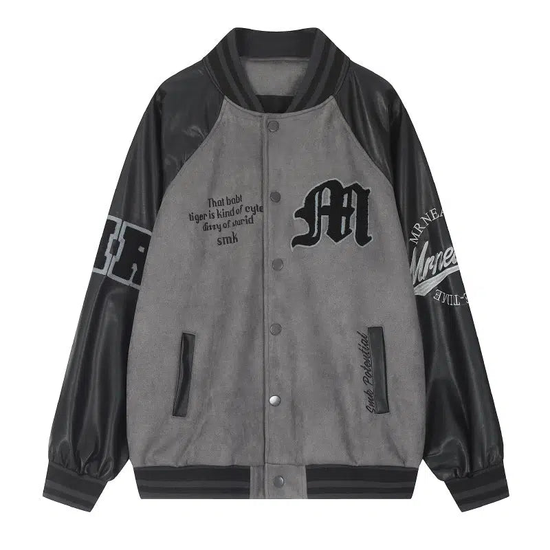 Maxct Embroidered Suede Baseball Jacket