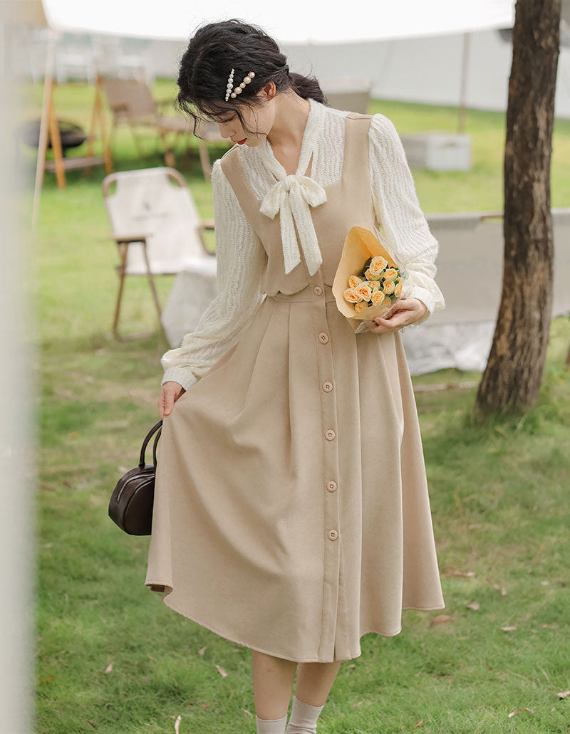 Scallop Button Up Twofer Dress Maxct