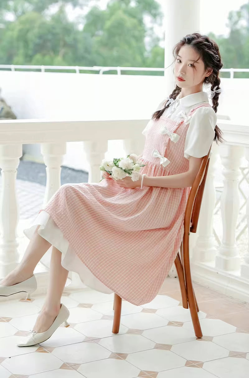 Gingham Bows Twofer Dress Maxct