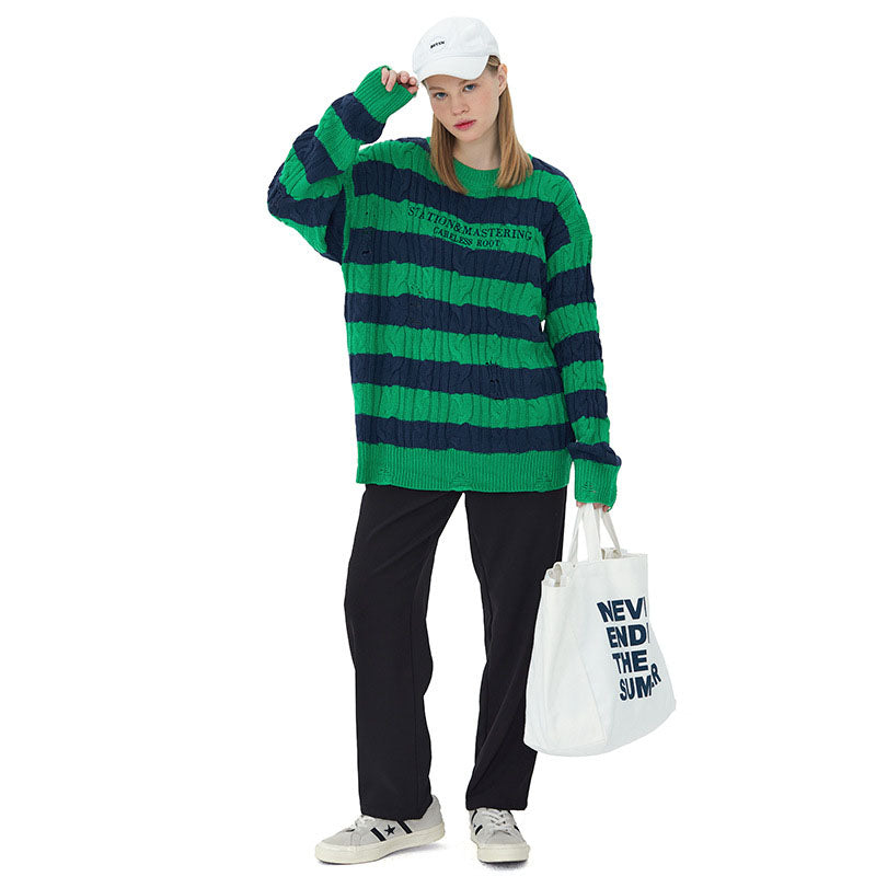 Maxct Chunky Striped Sweater Knit Top