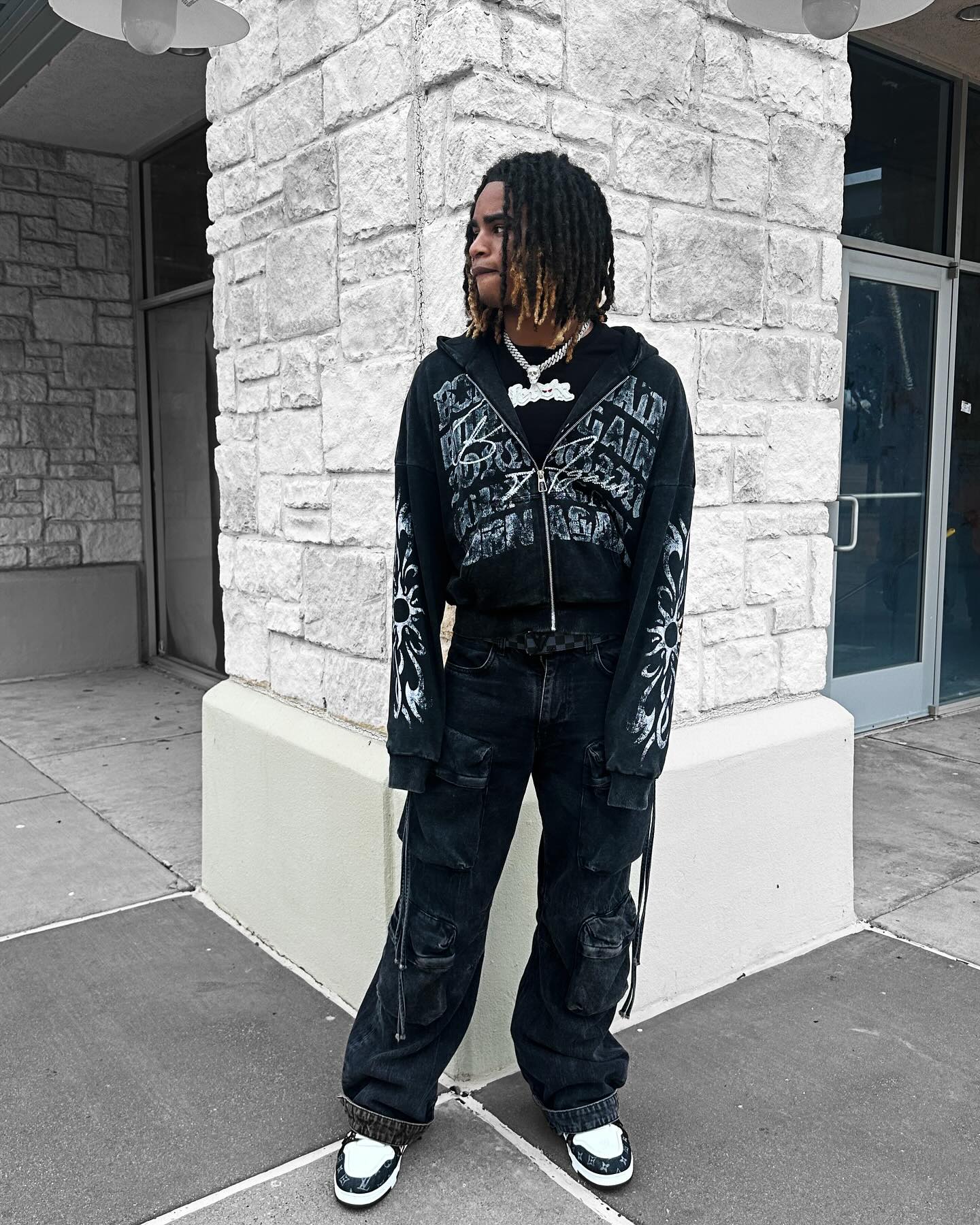 American Retro Gothic Rock Letter Print Hoodie Men's Y2K Streetwear Harajuku Loose Casual Zipper Sweatshirt Couple Style Clothes