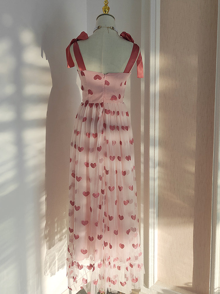 Glitter Hearts Tulle Maxi Dress Maxct